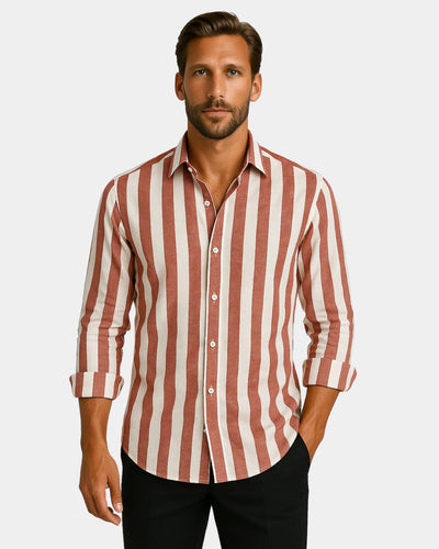 Giovanni - Linen Shirt Red White