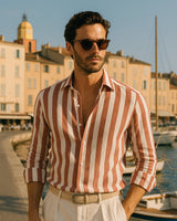 Giovanni - Linen Shirt Red White