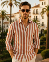 Giovanni - Linen Shirt Red White