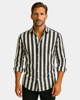Giovanni - Linen Shirt Black White