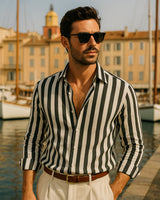 Giovanni - Linen Shirt Black White