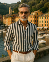Giovanni - Linen Shirt Black White