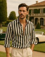 Giovanni - Linen Shirt Black White