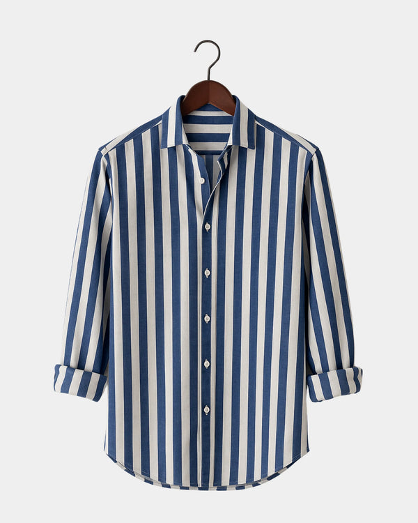 Giovanni - Linen Shirt Blue White