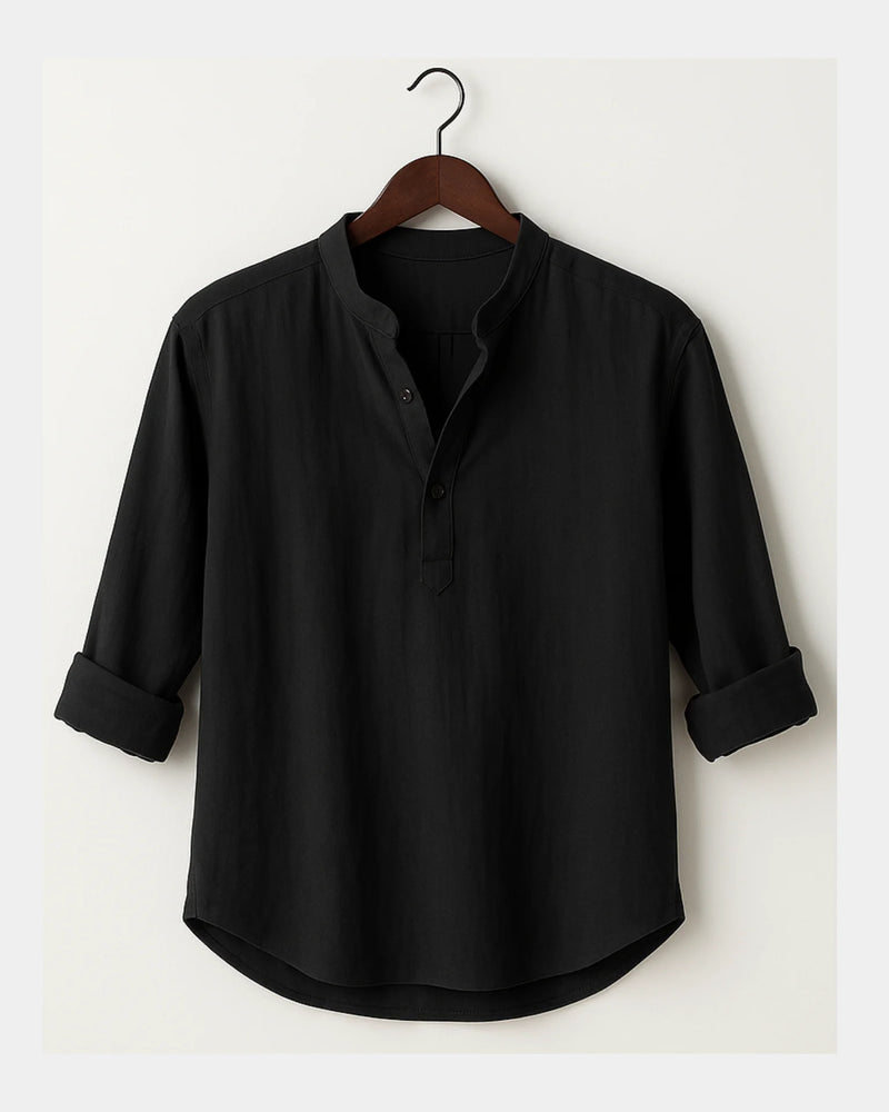 Lorenzo - Linen Shirt Black