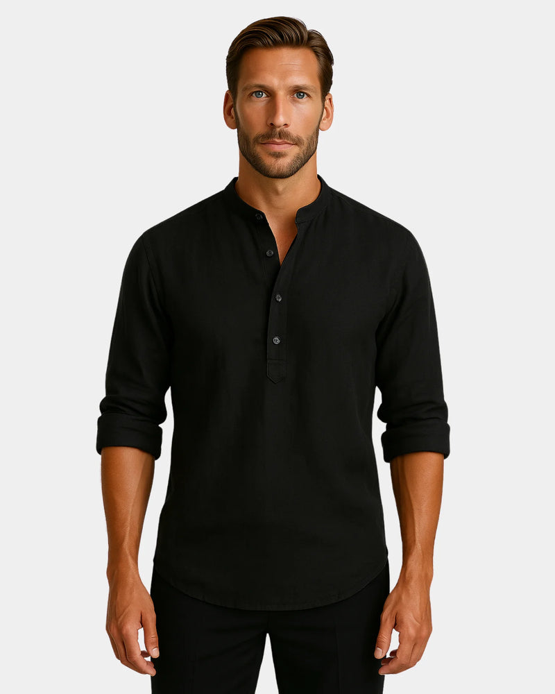 Lorenzo - Linen Shirt Black