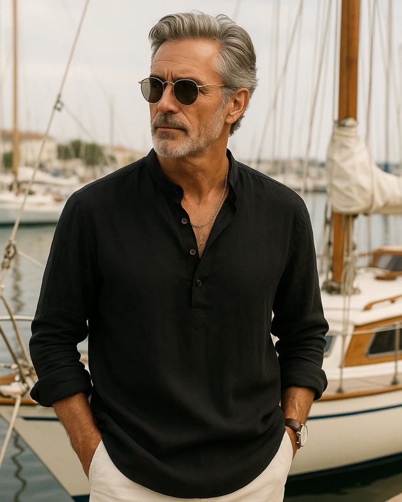 Lorenzo - Linen Shirt Black