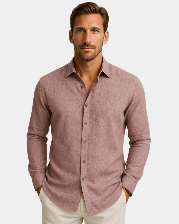 Marco - Linen Shirt Dusty Rose