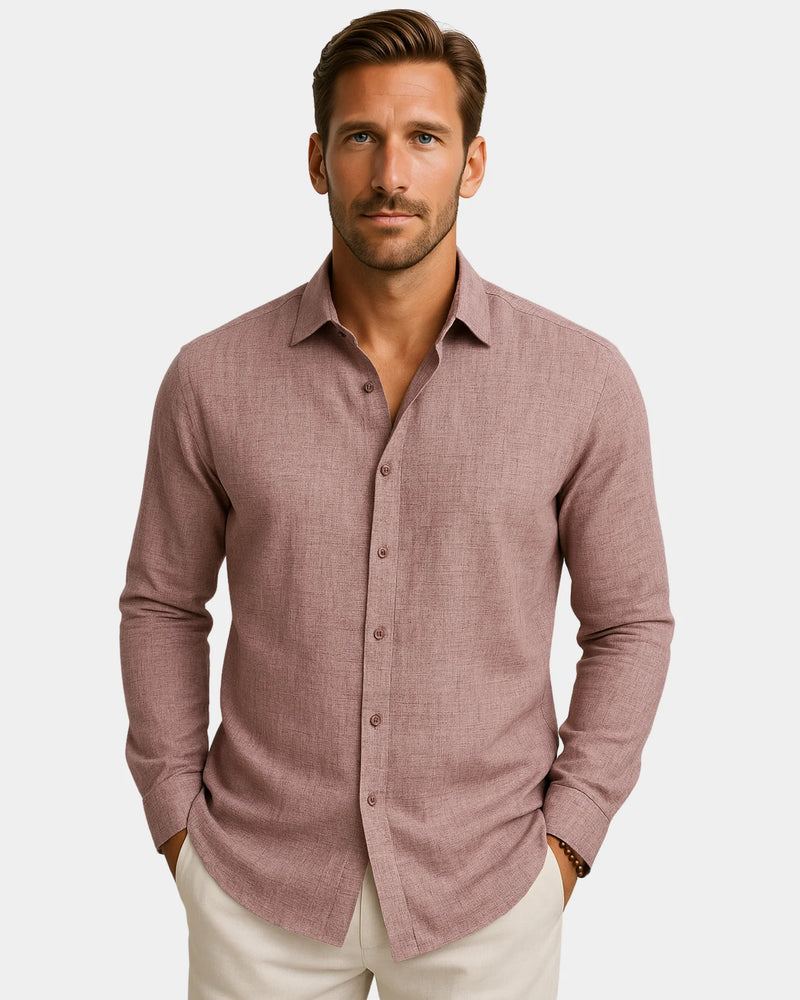 Marco - Linen Shirt Dusty Rose