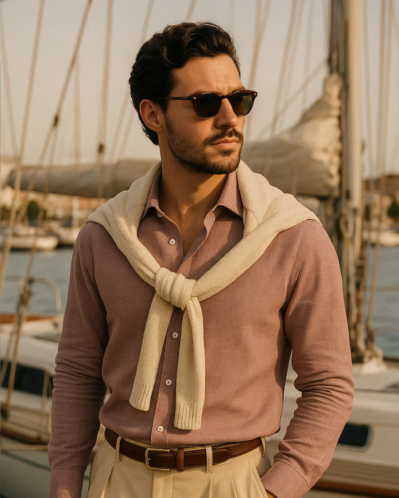 Marco - Linen Shirt Dusty Rose