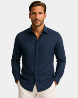 Marco - Linen Shirt Navy Blue