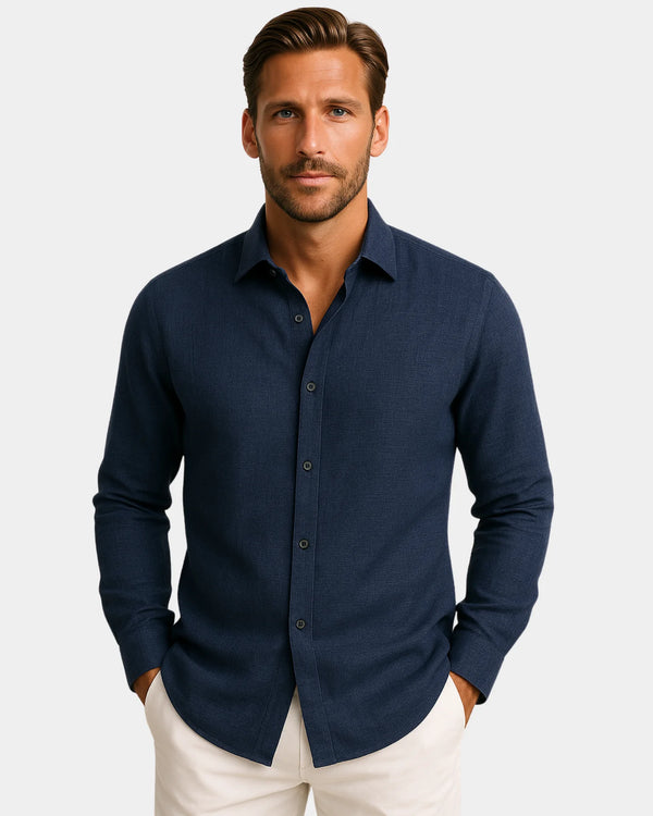 Marco - Linen Shirt Navy Blue