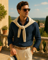 Marco - Linen Shirt Navy Blue
