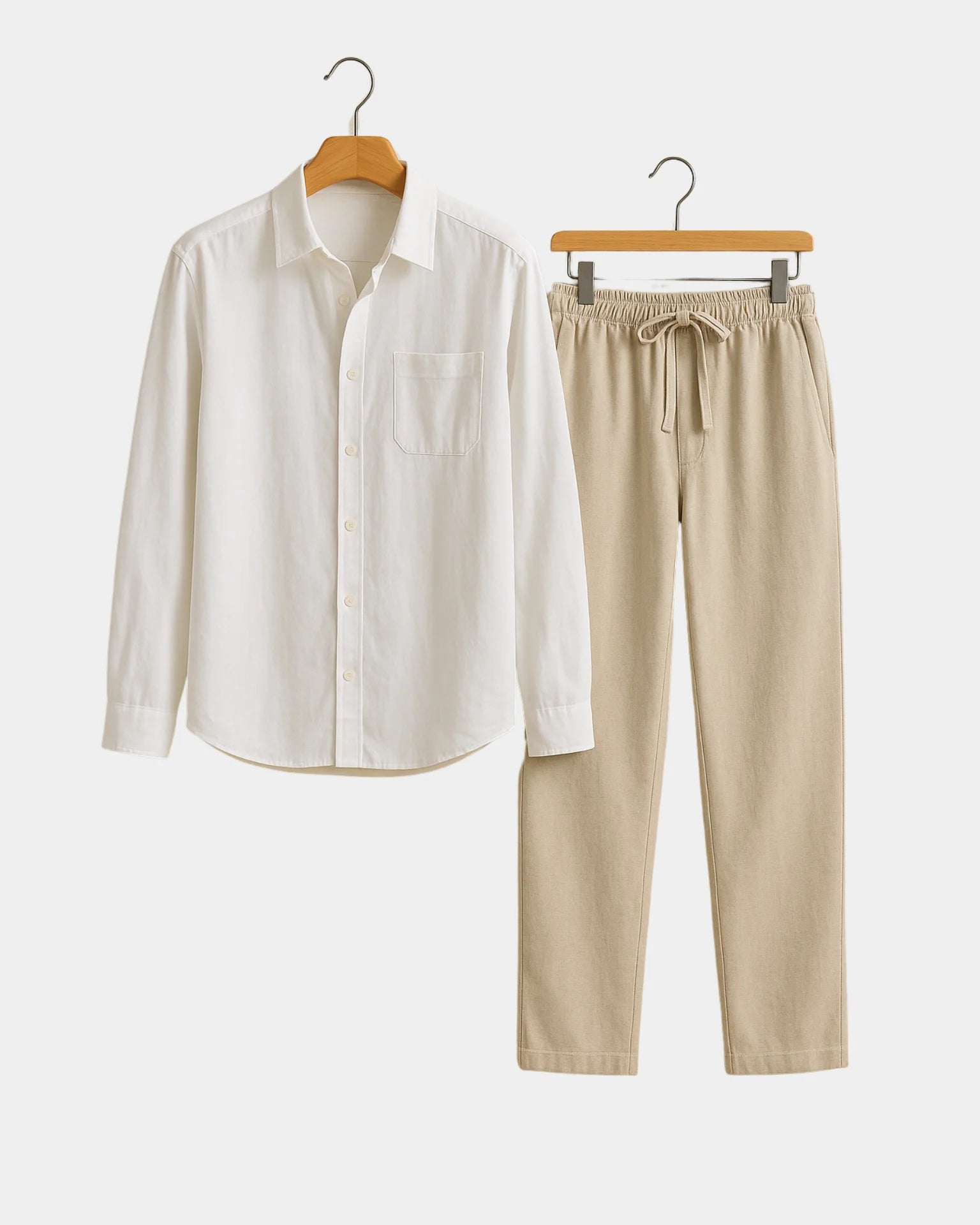 2 - PIECE LINEN SET - WHITE / BEIGE
