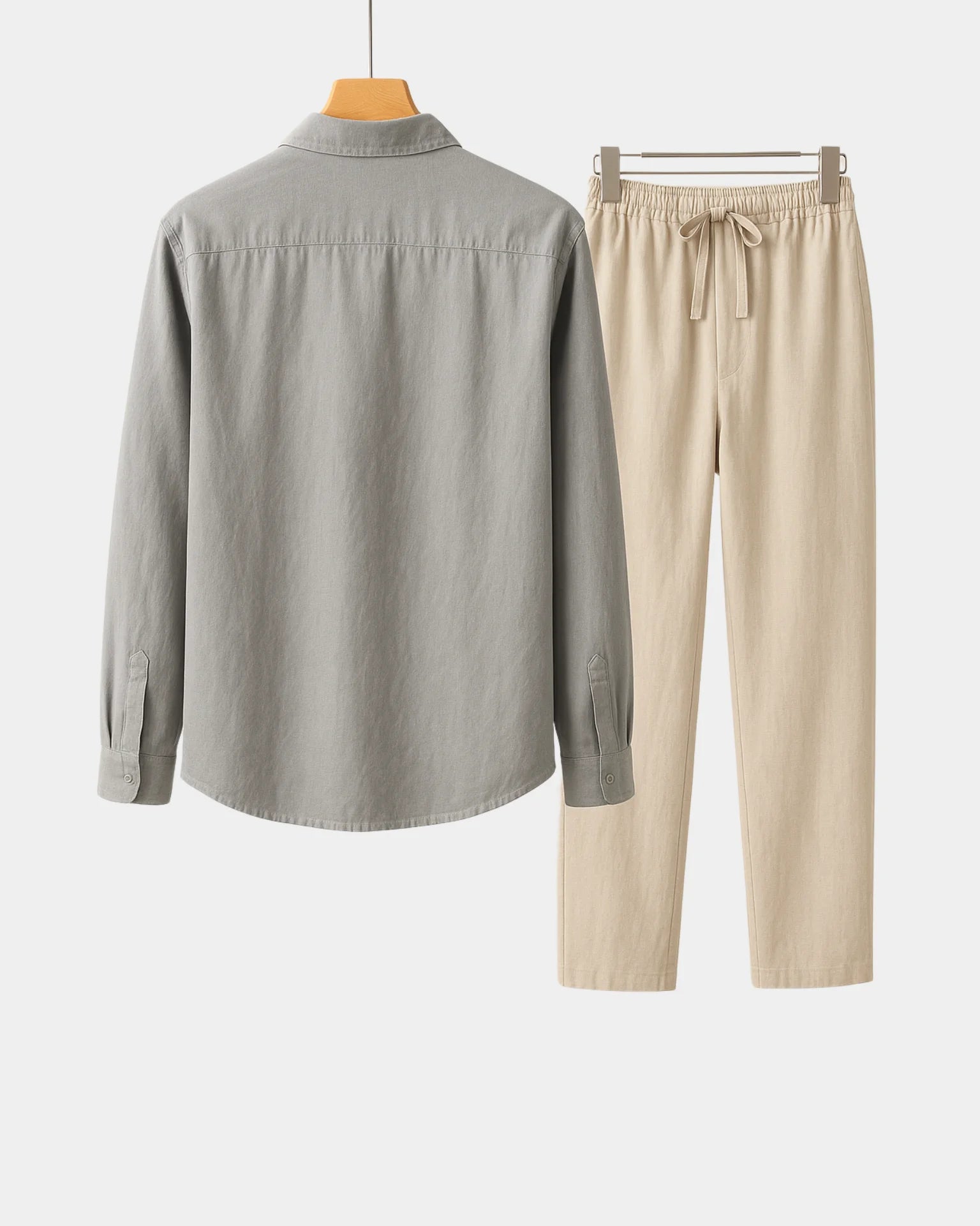 2 - PIECE LINEN SET - GREY / BEIGE