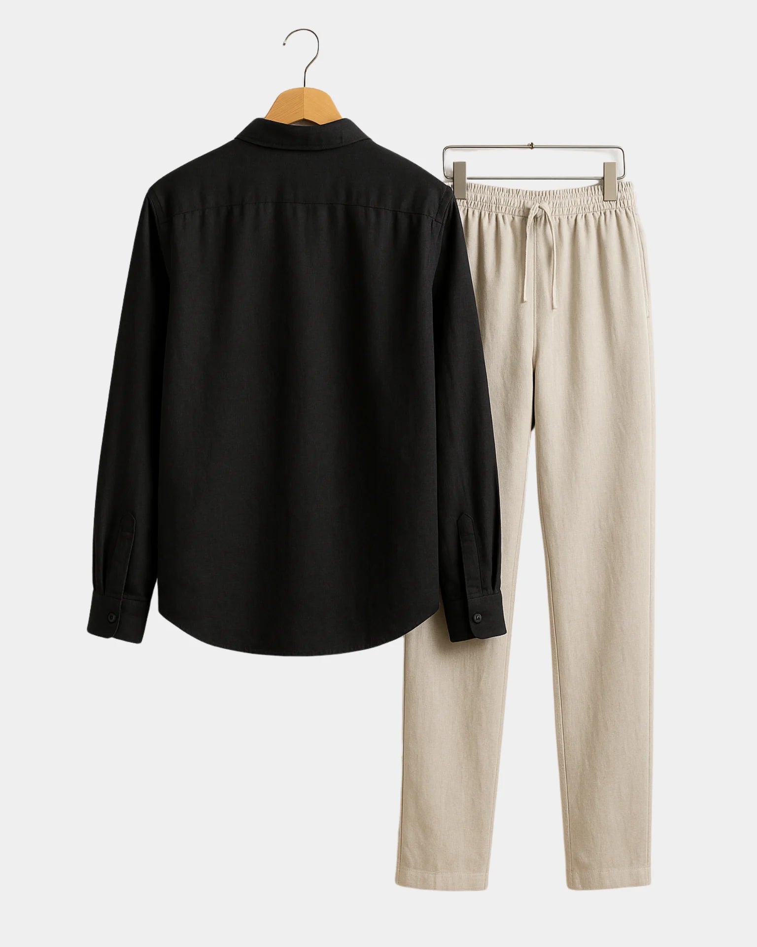 2 - PIECE LINEN SET - BLACK / BEIGE